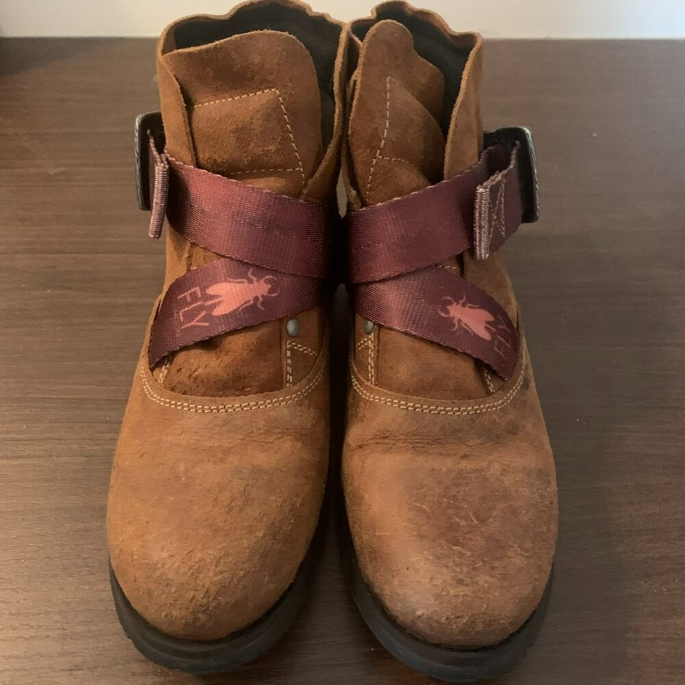Fly London Saji Leather Motorcycle Boot Women's Size 37
